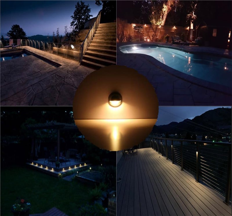 FVTLED Pack of 10 Warm White Low Voltage LED Deck Lights kit Î¦1.38 Outdoor Garden Yard Decoration Lamp Recessed Landscape Pathway Step Stair Warm White LED Lighting, Black - Image 2